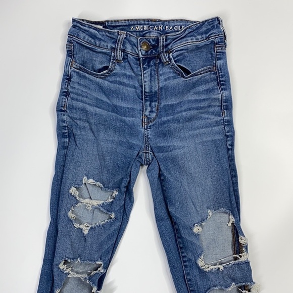 American Eagle Next Level Stretch Hi-Rise Distressed Jegging 6 Long - Picture 2 of 14